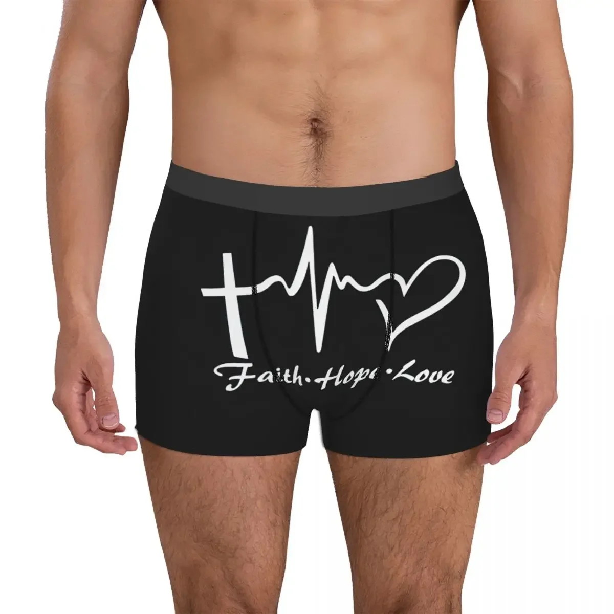 Faith Hope Love Flag Underpants Breathbale Panties Male Underwear Print Shorts Boxer Briefs