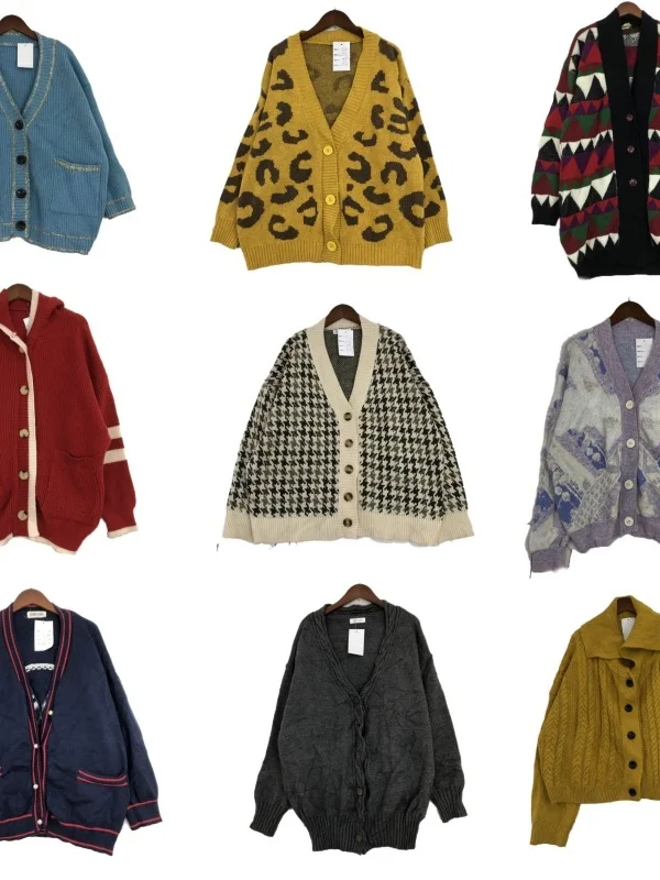 

Vintage Small Knitted Woolen Cardigan Coat ex Retro Versatile Winter Sweater Moisture ng Long Sve V Ne Single B...