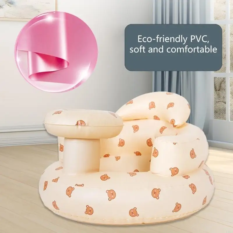 K8GF كرسي أطفال قابل للنفخ كرسي سباحة للأطفال مناسب للسفر حوض استحمام PVC مقعد للرضع أريكة صغيرة قابلة للطي