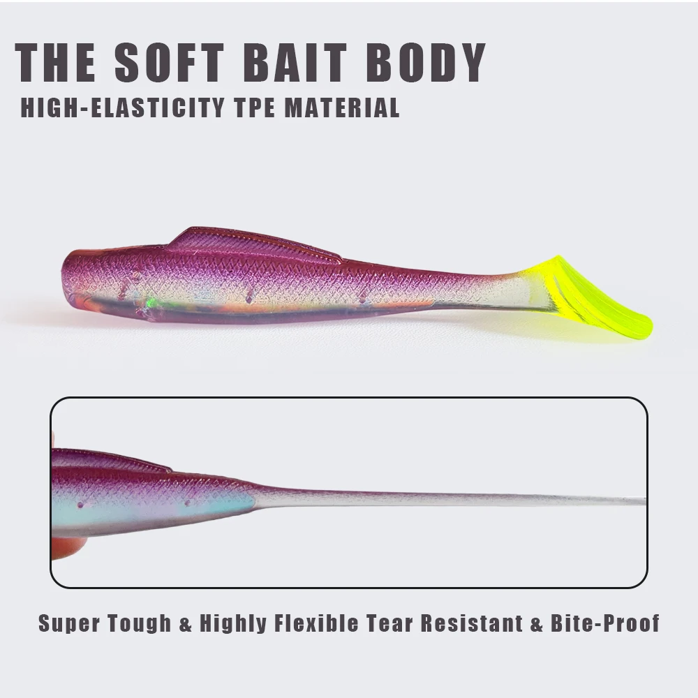 6 Stück/Set TPR Schwimmender Weichköder 85mm 4,5g Laser Leuchtender Paddle T-Tail Swimbait Wobbler Angelköder Bass-Angelzubehör Pesca – Detail 4