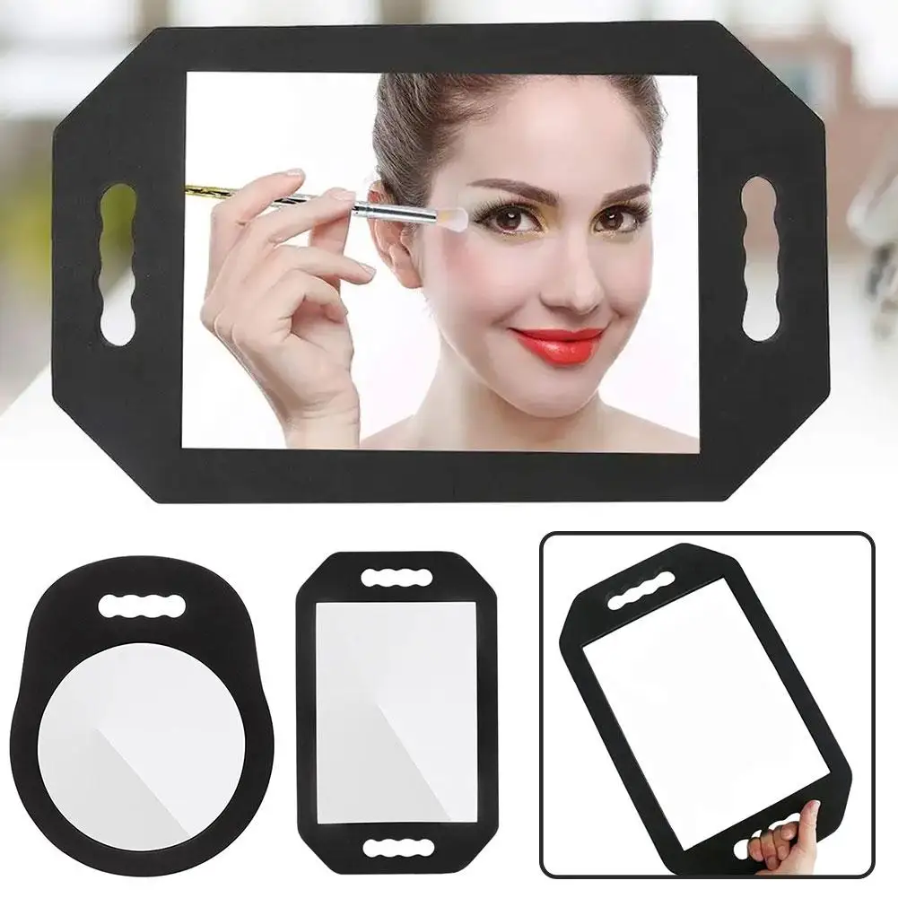 Specchio per parrucchieri tenuto in mano con manico rotondo quadrato specchio di bellezza in schiuma taglio di capelli da parrucchiere con barbiere intorno Anti-caduta Bla R6M5