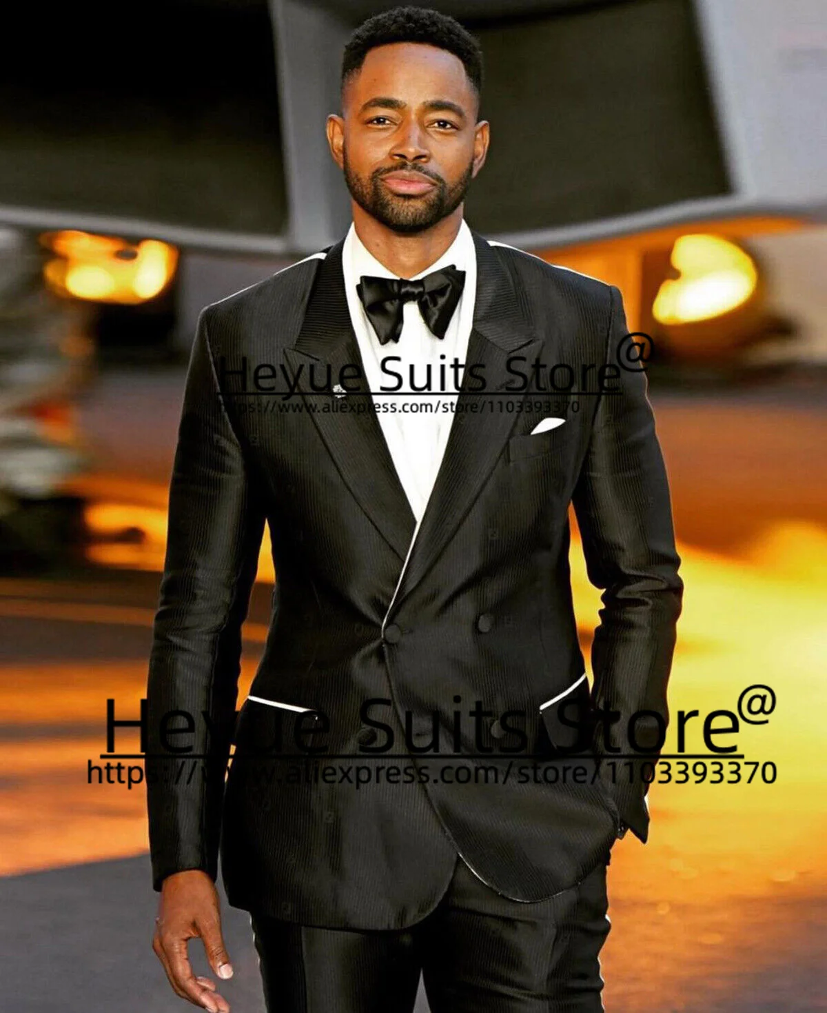 Black Luxuly Prom Men Suits Slim Fit Double-breasted Groom Wedding Tuxedos Party 2Pieces Sets Business Male Blazer Costume Homme