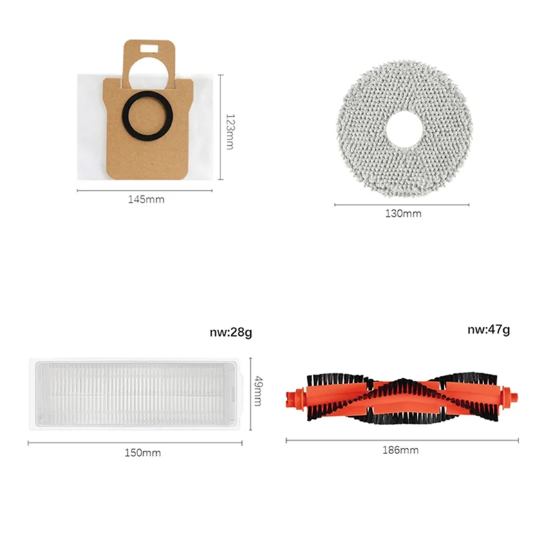 ABRG-For Xiaomi Mijia M30 Pro الأسطوانة الجانبية الرئيسية فرشاة فلتر Hepa ممسحة القماش كيس لجميع الغبار استبدال الملحقات #6