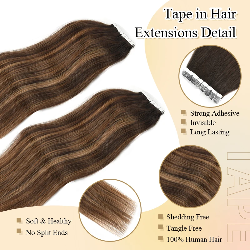 Neitsi Ombre Tape In Natuurlijke Human Hair Extensions 100% Echt Zelfklevend Menselijk Haar Naadloze Huid Inslag Tape Lijm Op Haar 12 "-20"