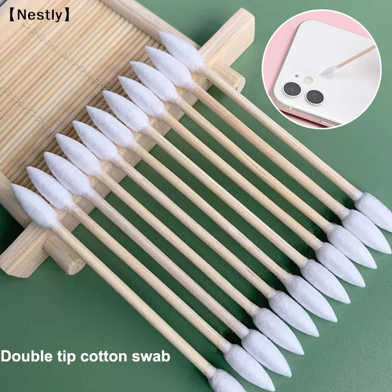 100/300/500Pcs Precision Tip Pet Cotton Swabs Pointed Tip Cotton Swabs Bamboo Sticks And Double Pointed For Outdoor Makeup〔Nest〕