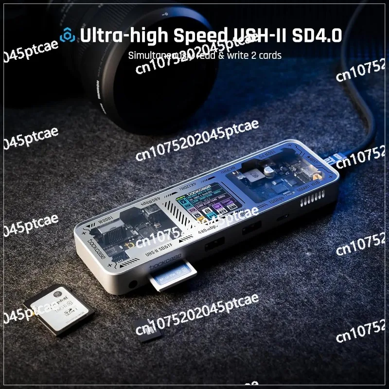 شاشة D ockcase 10 في 1 4K 60 هرتز/ 1000 ميجابت في الثانية/ UHS-II SD&TF/ 100 وات PD/ USB 3.2 Gen 2 محور ذكي مع شاشة LCD مزدوجة #2