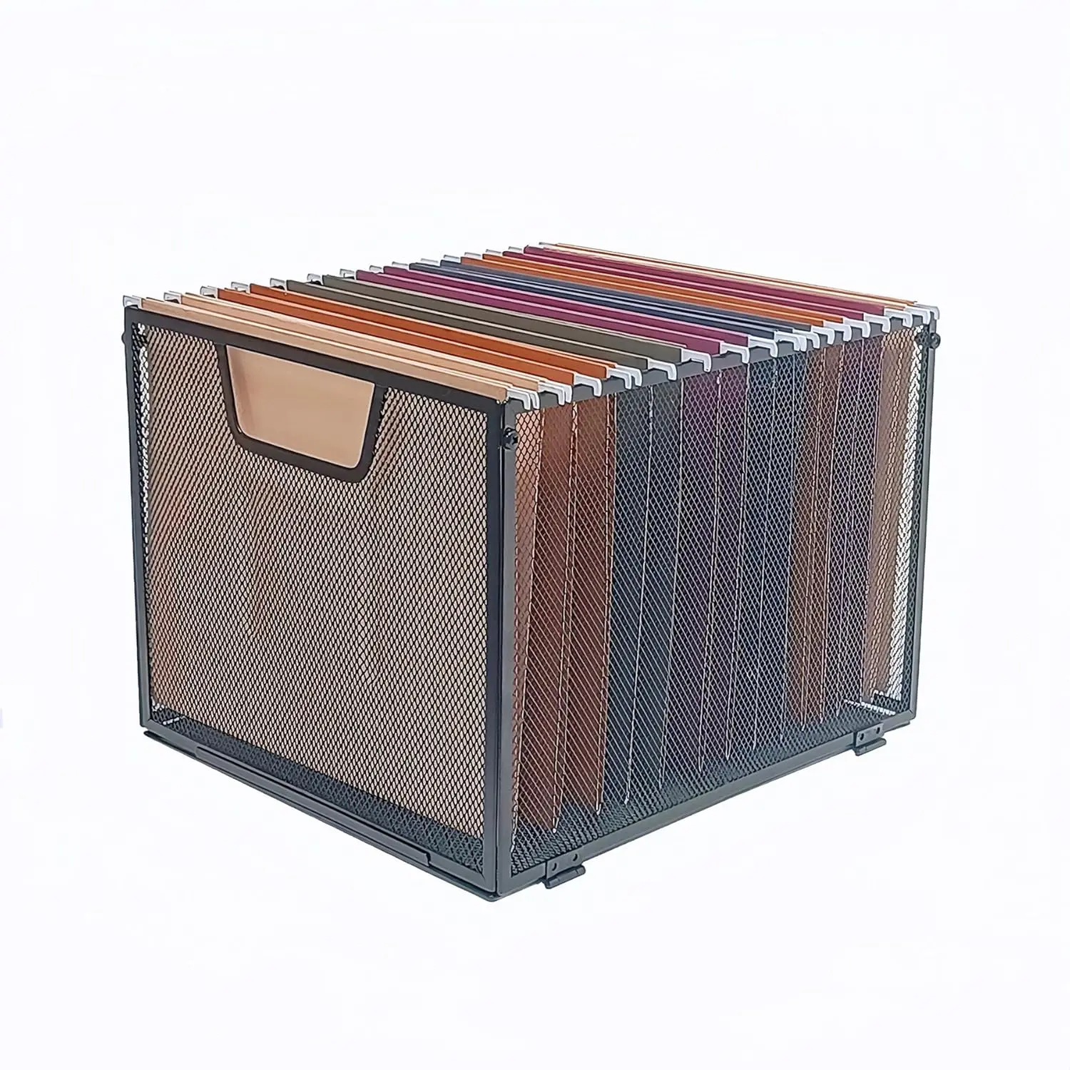 

Black Metal Mesh Hanging File Organizer, Office/Home File Crate, 13.8x12x10in