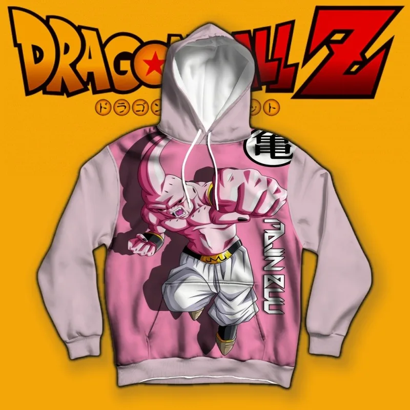 

Толстовка с капюшоном Dragon Ball Majin Buu с принтом Уникальный динамический дизайн с кандзи и смелым текстом Яркий розовый цвет Обязательно для фанатов аниме