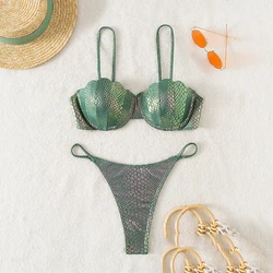 Set di Bikini a sirena verde costumi da bagno Push-Up a vita alta con conchiglia Sexy costumi da bagno donna costume da bagno con coulisse Bikini brasiliano Mujer