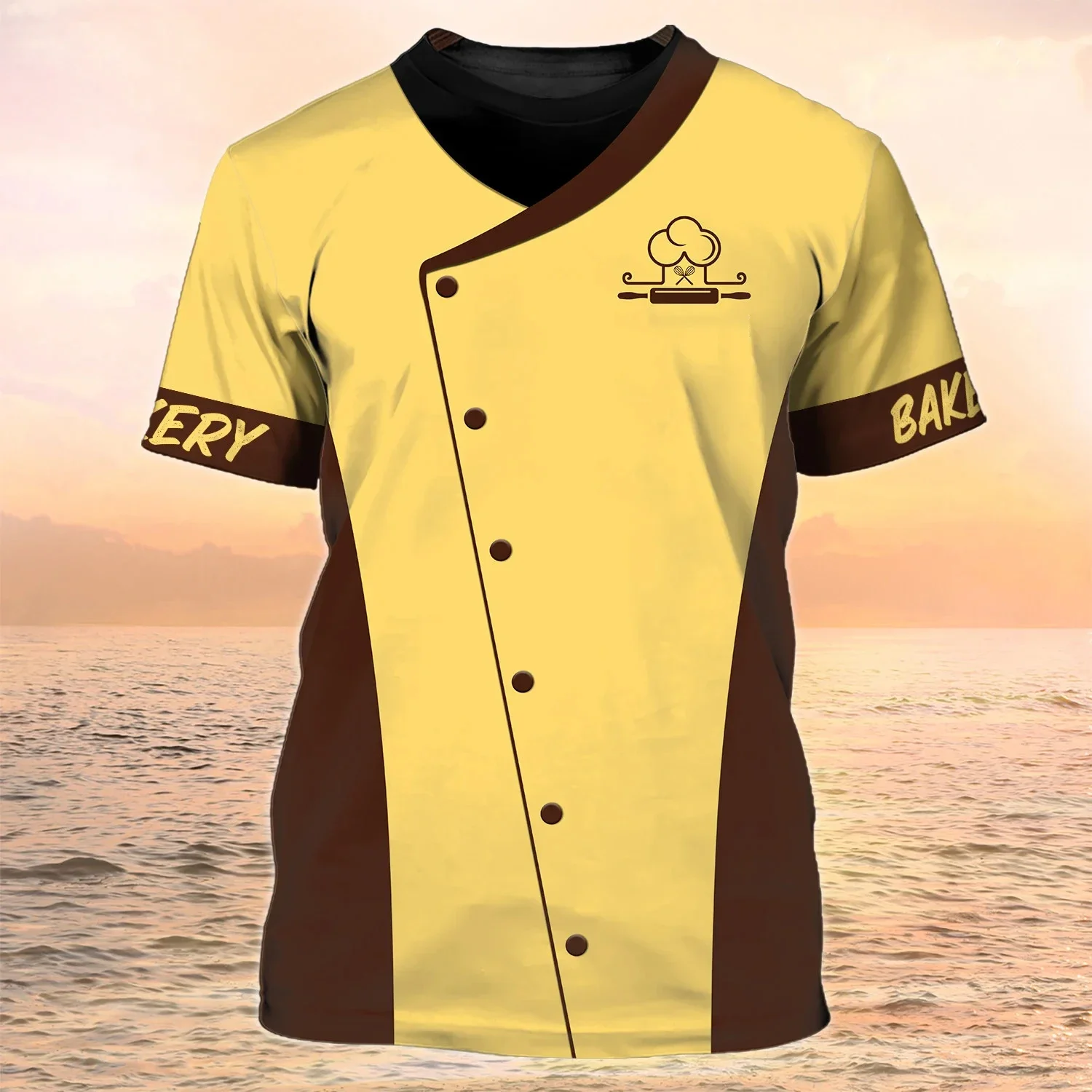 Chic Chef Clothing 3D Printed Men's T-Shirt Pastry Kitchen Cooking Oversized O-Neck Top Breathable Dirty Resistant Short Sleeve