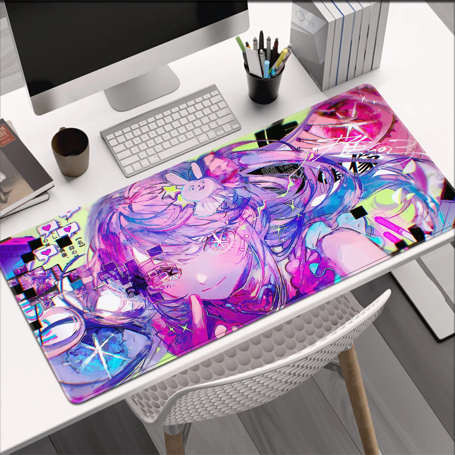 Mouse Pad O-oshi No Ko Kawaii Desk Mat Big Size Computer Desk Mat Non-Slip Gamer Keyboard Pad Laptop Gaming Mousepad Easy Clean