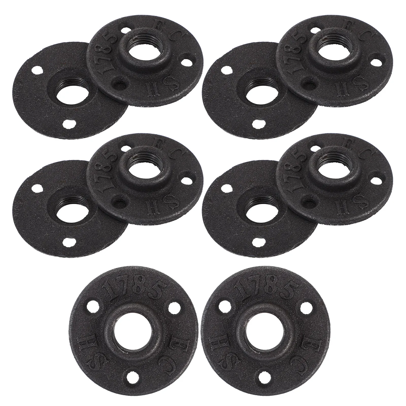 10Pcs Wall Mounted Flange 20Mm Malleable Threaded Floor Flange Iron Pipe Fittings Sturdy Industrial Furniture Shelving Curtain