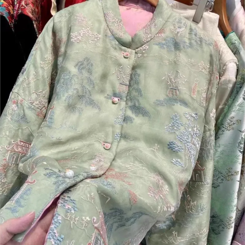 New Chinese Style Women's Clothing Adult Hanfu Old Qian Top Improved Song Dynasty Brocade Coat