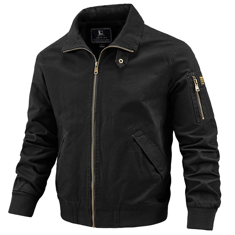 Men\'s Autumn Winter 100% Cotton Jackets Military Golf Bomber Jacket Casual Field Cargo Coats Windbreakers Jackets Men Clothing