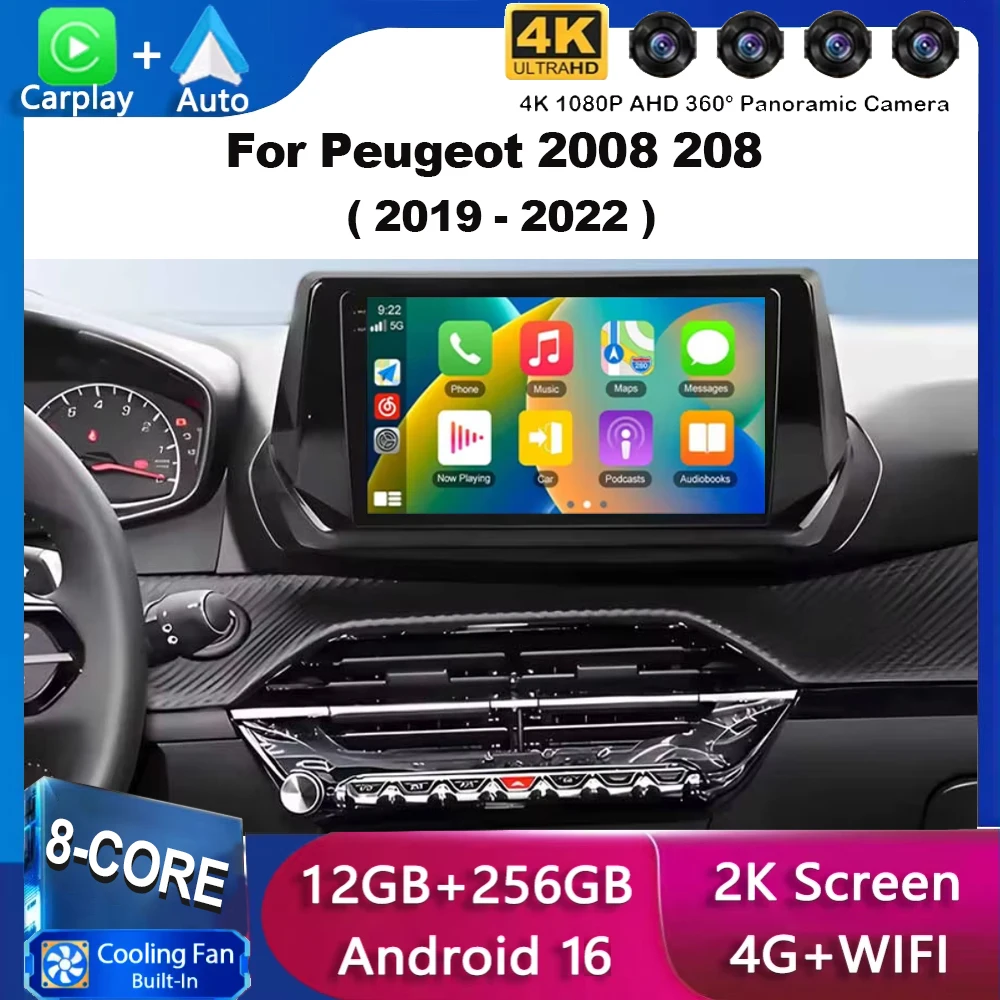 Android 16 Carplay For Peugeot 2008 208 2019 2020 2021 2022 Auto Car Radio Multimedia Video Player Navigation GPS No 2Din 2 Din