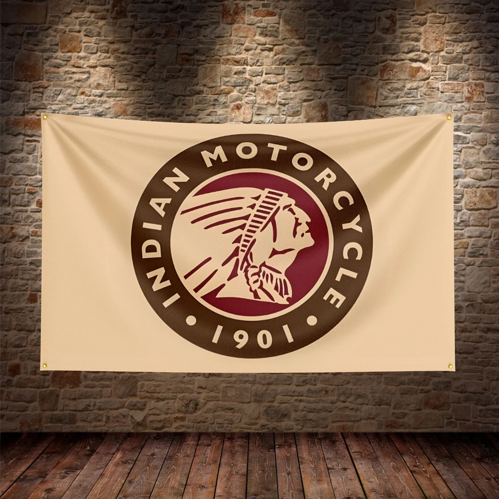 3x5 Ft Indian Motorcycle Flag Polyester Printed Motorcycles Flags for Garage Decor