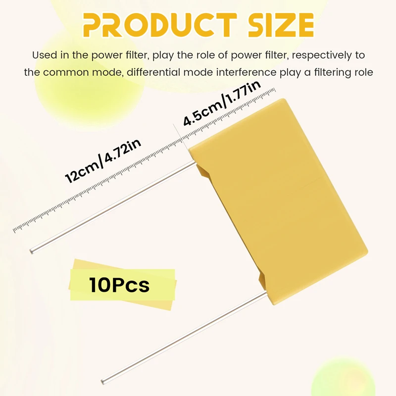 ABGN 10 ชิ้น 250 โวลต์ 47Nf 0.047 ยูเอฟ 10% ตัวเก็บประจุความปลอดภัยฟิล์มโพลีโพรพีลีน