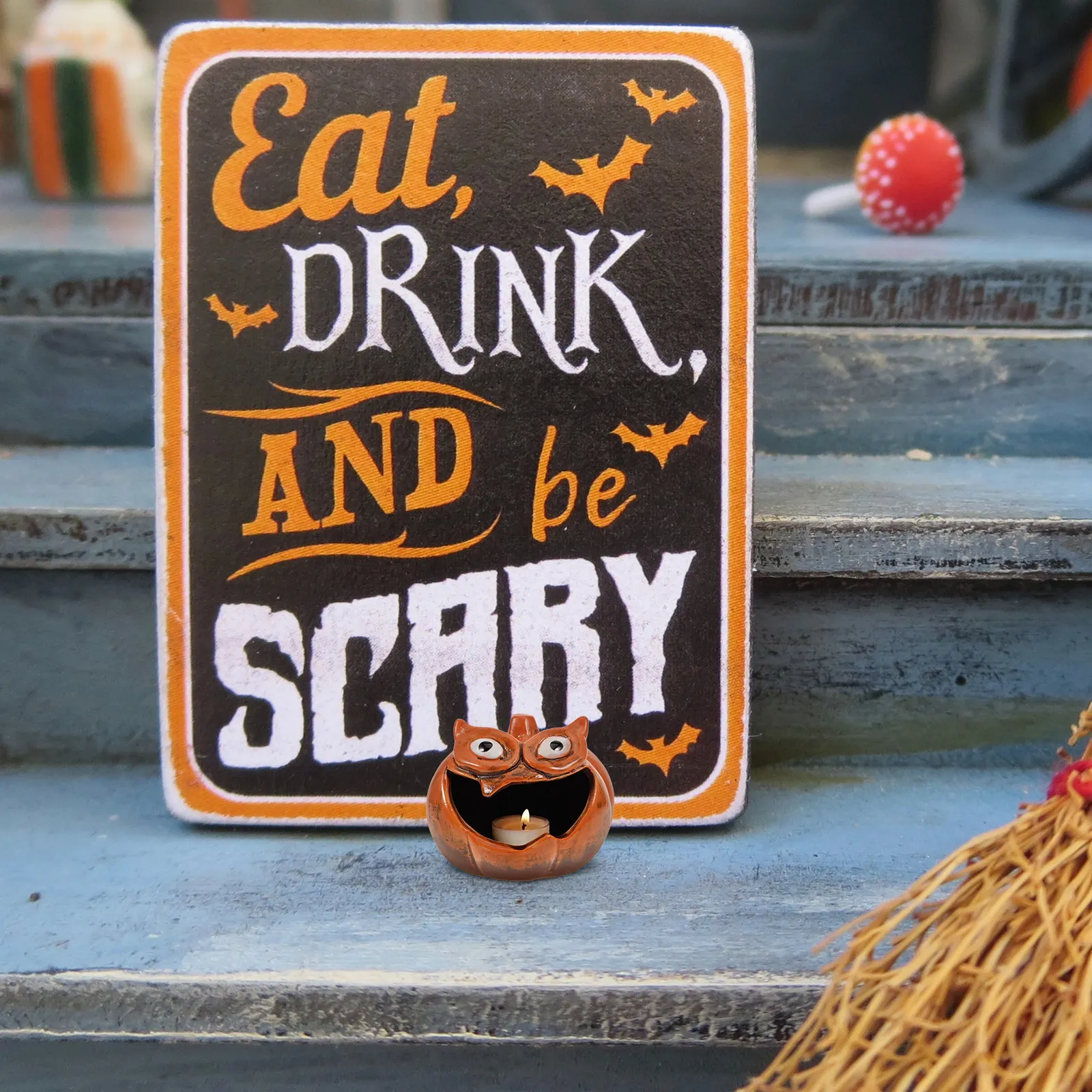 Halloween Pumpkin Holder Ceramic Pumpkin Shaped Table Centerpiece for Dining Room Living Room Home Decor Scary Party