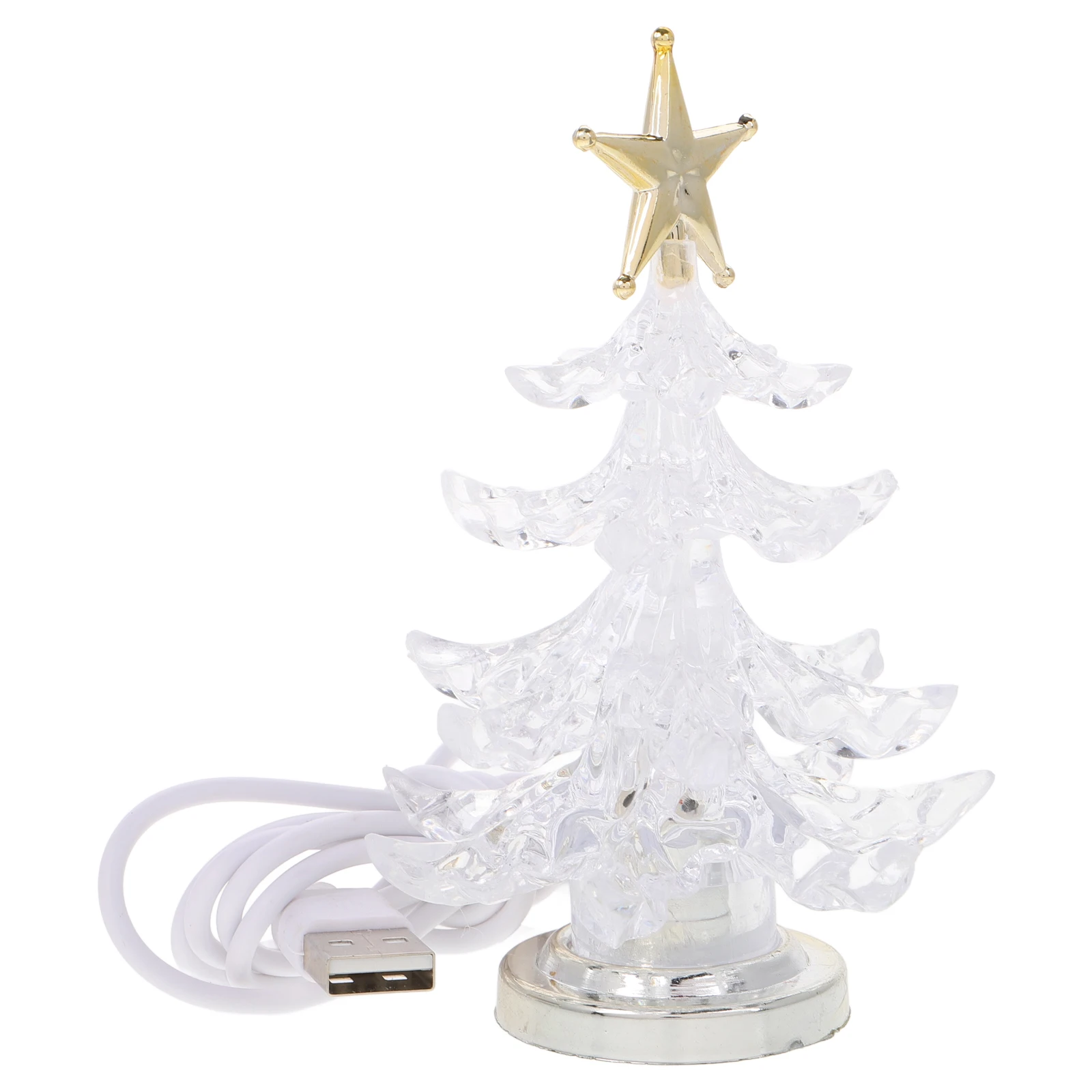 

Glowing Mini Christmas Tree Night Lamp Clear Acrylic Design Changing LED Light for Tabletop Decor Bar Restaurant
