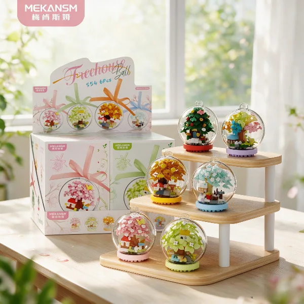 Micro Particle Building Blocks Star Ball Treehouse Ornament No Box Starry Tree House Model DIY Assembly Bricks Desktop Ornament