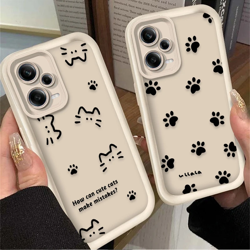 Lovely Line Cat Dog Silicone Case for Xiaomi Redmi Note 13 12 11 Pro Plus 4G 5G 12S 11S 10S 10 9 9S Redmi 14C 13C 12C A3 12 Etui