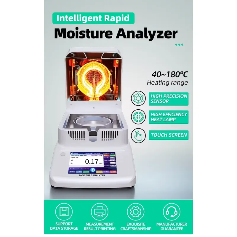 Digital Halogen Moisture Tester, Rapid Water Dete ctor for Grain Feed Plastic