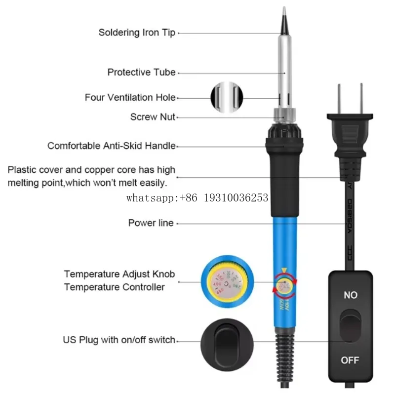

21-in-1 60W 11V Adjustable Temperature Soldering Iron Kit Welding Tool With 60W 11V For Consumer Electronics