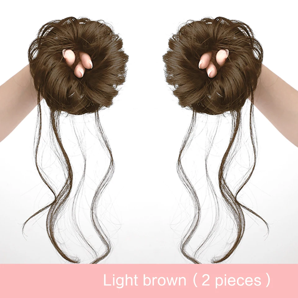 Chignon synthétique désordonné pour femmes, extension de cheveux, chouchous, bouclés, ondulés, décoiffé, postiche Updo, accessoires pour cheveux