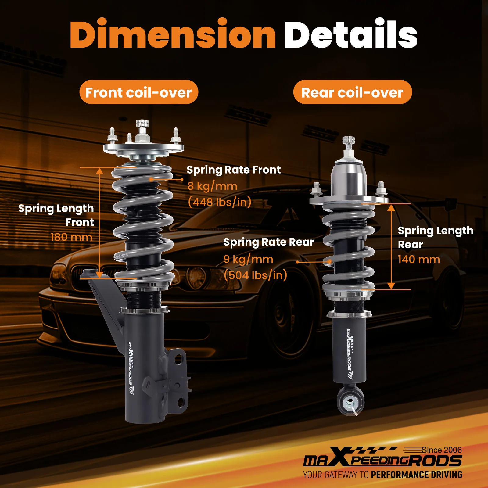 T7 Coilover 24 Way Damper Spring Kit for Ho nda CR-V FWD AWD 2002-2006 Daily Street Use and Junior Track Use