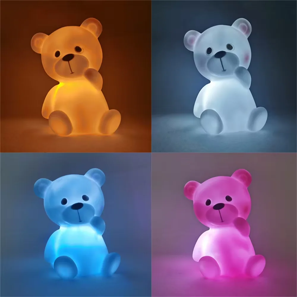 Bear Unicorn Cloud Star Moon LED Night Light Lamp Cute Animal Cartoon Nightlight For Baby Kids Room Bedside Bedroom Living Room