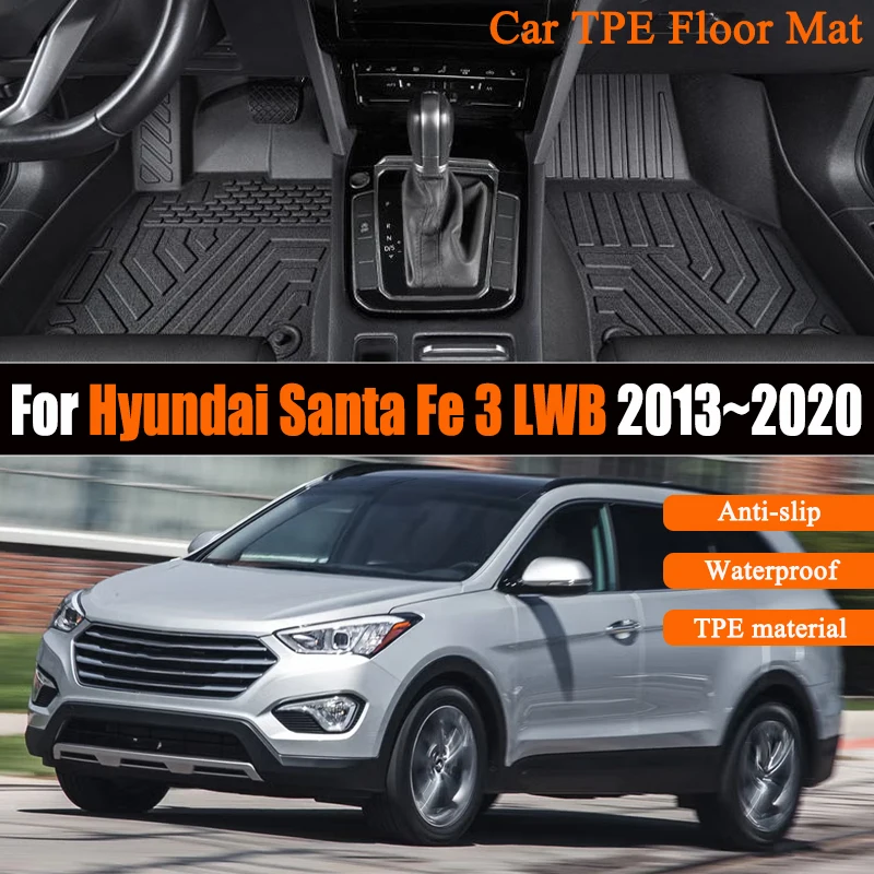 

TPE Car Floor Mat For Hyundai Santa Fe 3 LWB 2013~2020 Maxcruz XL NC Waterproof Carpet Foot Full LHD Mat Pad Cover Accessories