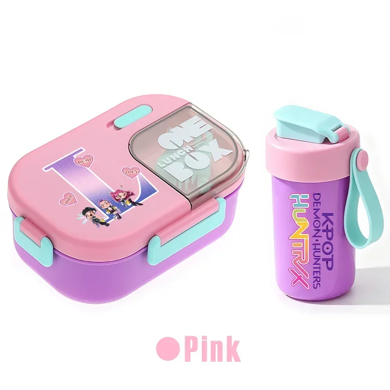 For KPOP Meal Box Water Cup Set Student  Vivid Colors Letter Lunch Bento Box Seasoning Box Tableware Water Bottle Hot Gifts - view 2