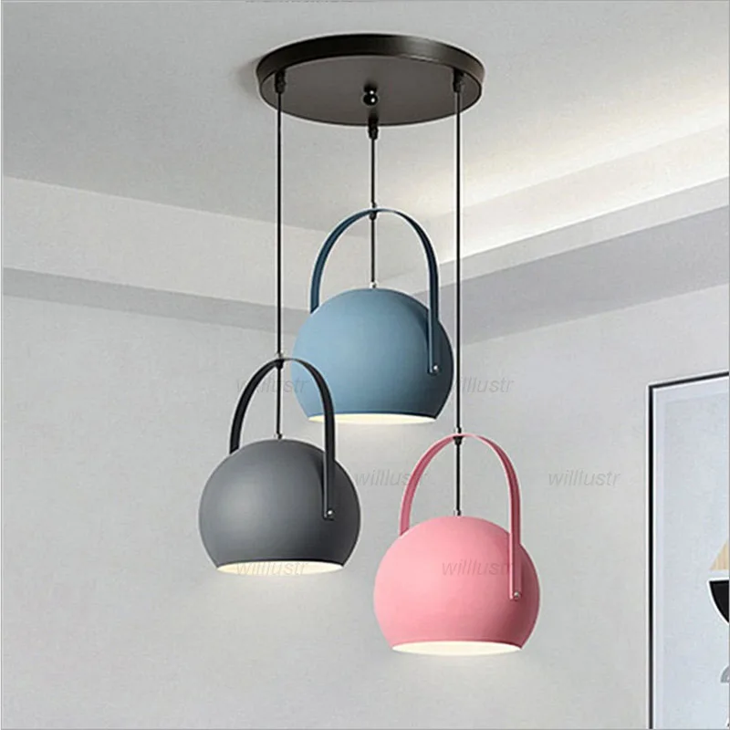 Creative Macaron Metal Pendant Lamp Rotating Aluminum Suspension Light for Hotel Bar Bedside Lifting Ring Hanging Ceiling Chande