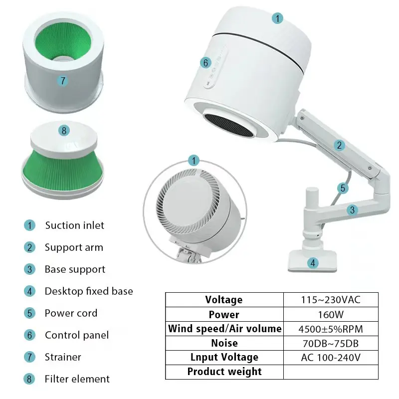 AT-NDC-025 Plus Nail Dust Collector with Filter – High-efficiency dust collection equipment for hand and foot care