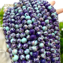 6 8 10MM Round Natural Stone Purple Blue Sea Sediment Jasper Turquoise Spacer Beads for Jewelry Making DIY Bracelet Accessories