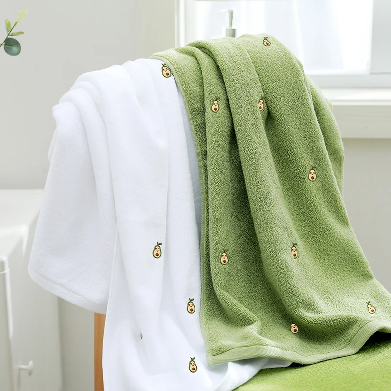 FULL HUI Avocado Towel 100% Cotton Bathroom Kids Pure Thickened Super Absorbent Adult Face Towel 34X74 Bath Towel 70X140CM SET