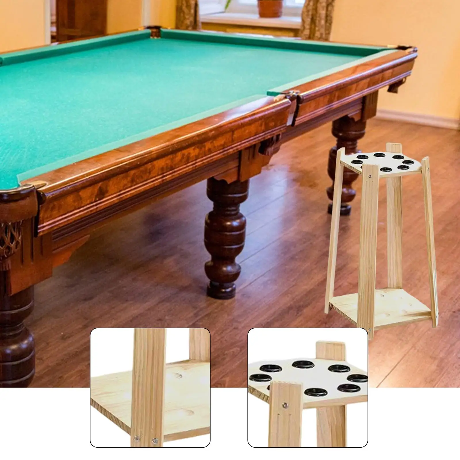 Pool Cue Rack,Billiards Accessories Professional Freestanding for Display Stand Holds 8 Cue Sticks Billiards Pool Stick Holder