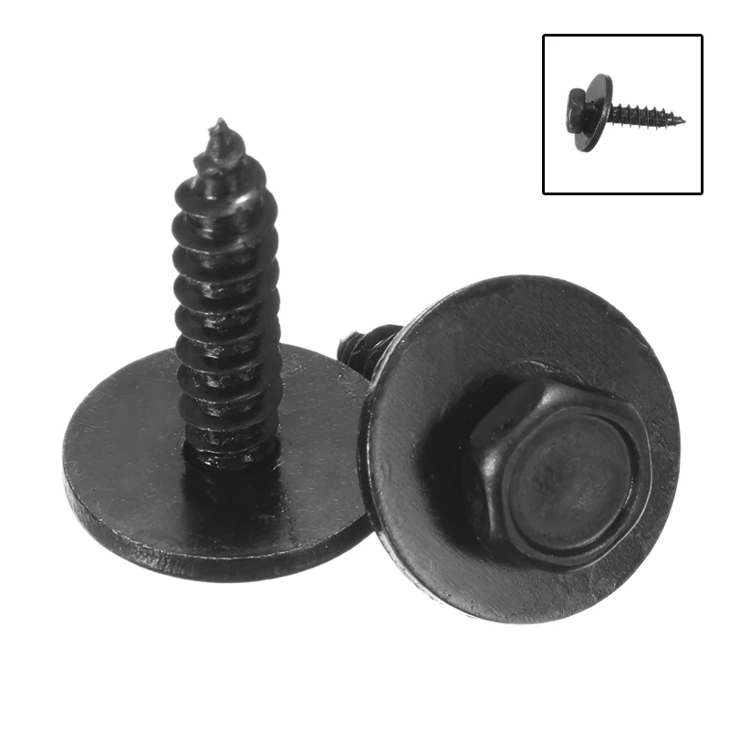 10/20Pcs/Set Self Tapping Tapper Screw And Washer For BMW 4.8 x 19 mm Black 8mm Self Tapping Tapper Screws