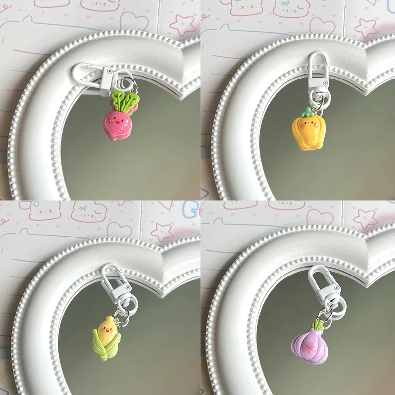 Cartoon Vegetable Key Chain Radish Chili Onion Doll Pendant Corn Pumpkin Key Ring Backpack Car Charms Decoration Bag Accessories