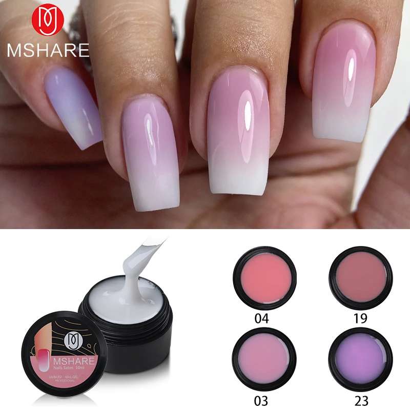 MSHARE 2PCS/SET 10ml Baby Boomer Builder Pink Withe Glue Ombre Nails Quick Extension UV LED Nail Gel Set