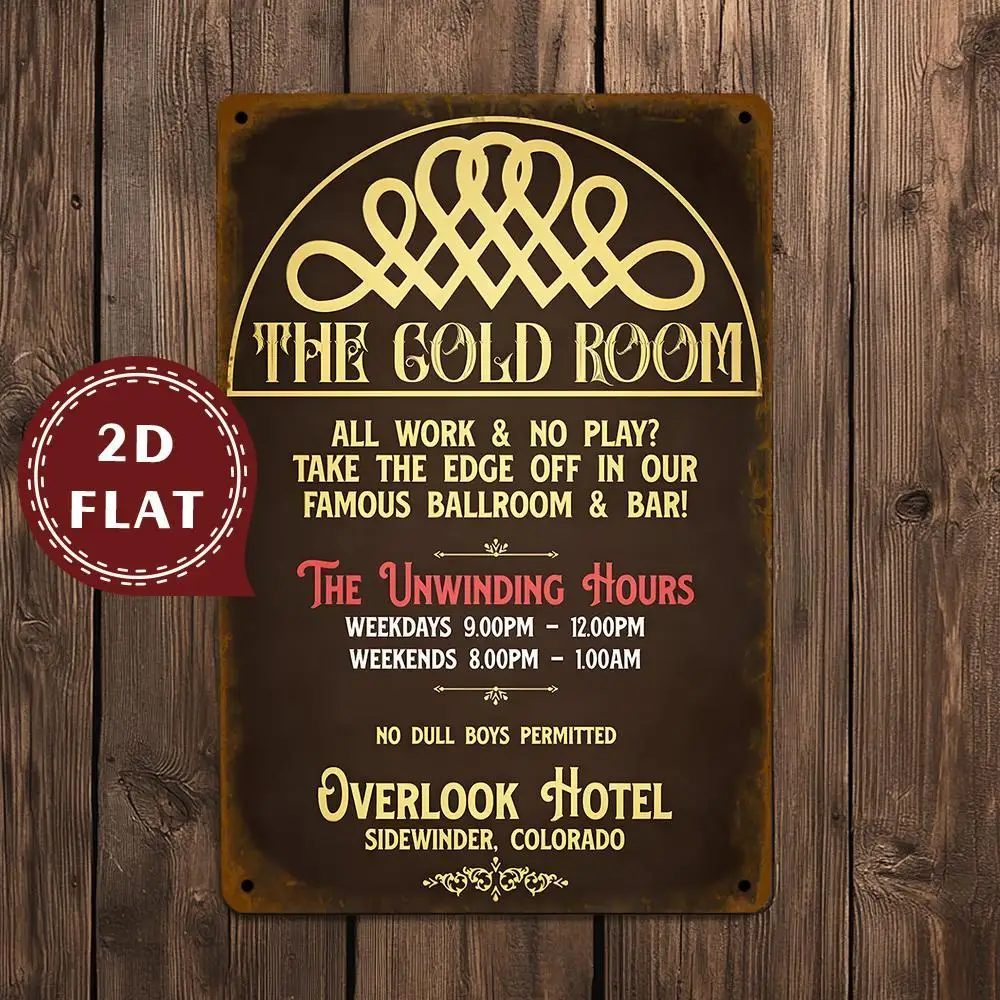 Vintage "The Golden Room" Metal Sign - Waterproof,Dustproof, Iron Wall Art with Ornate Crown Design, for Home, Ba