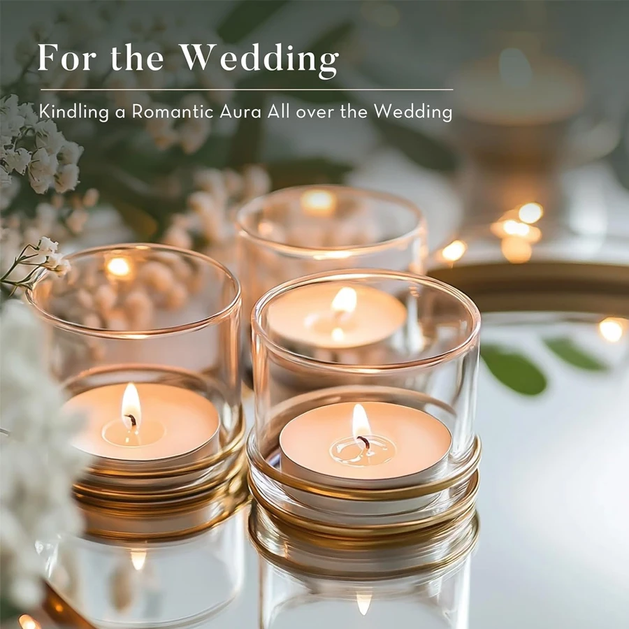 50 Pcs Fragrance Free Tea Wax 2-Hour Long Burning Mini Smokeless Wishing Candles Birthday Candles Holiday Party Candles