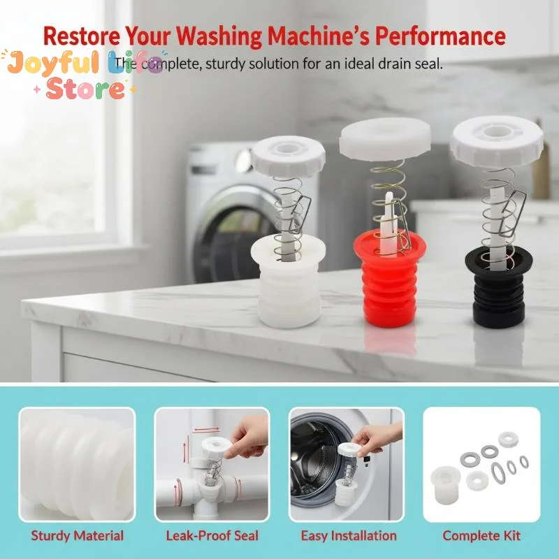 Hot 1 Set Washing Machine Drain Valve Rubber Packing With Spring And Pull Rod For Washer Repair Replacement