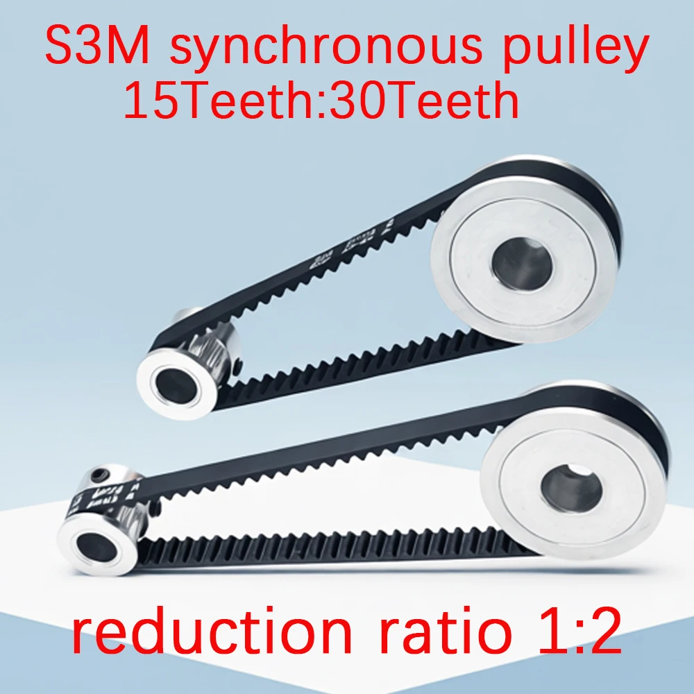 S3M Timing Pulley Set Belt Width 6mm 15T 30 Teeth Reduction Ratio 1:2 kit DIY Table saw drilling Machine Lathe Motor Gear Device