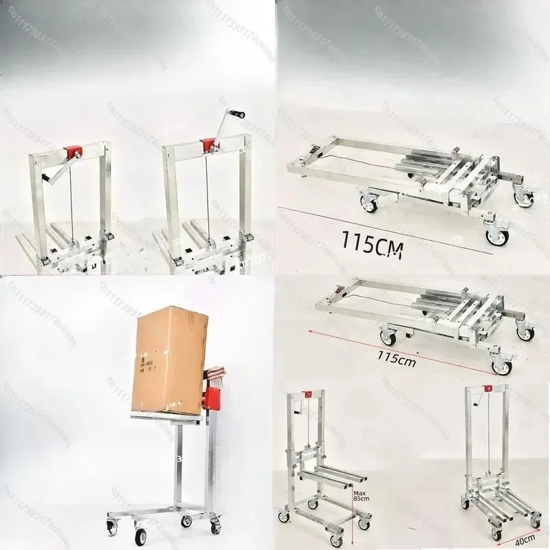 60kg Capacity Adjustable Hand Cart Portable Folding Trolley Retractable Lifting Stacker Manual Forklift for Heavy Duty