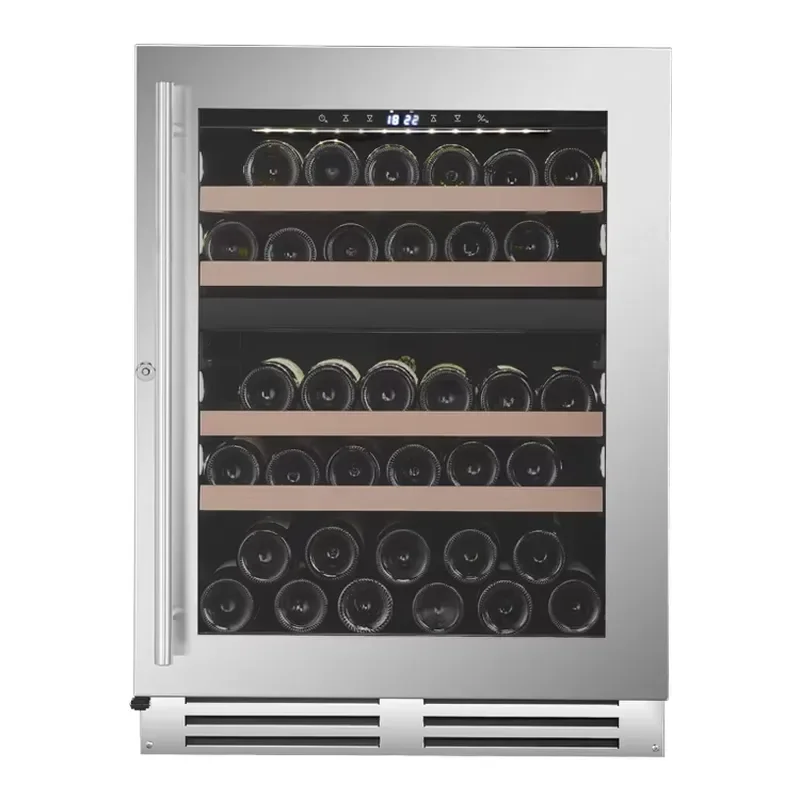 Household Undercounter Built-in Upright Wine Cooler Compressor Dual Zone Constant Temperature Wine Cellar Holds 39 Bottles