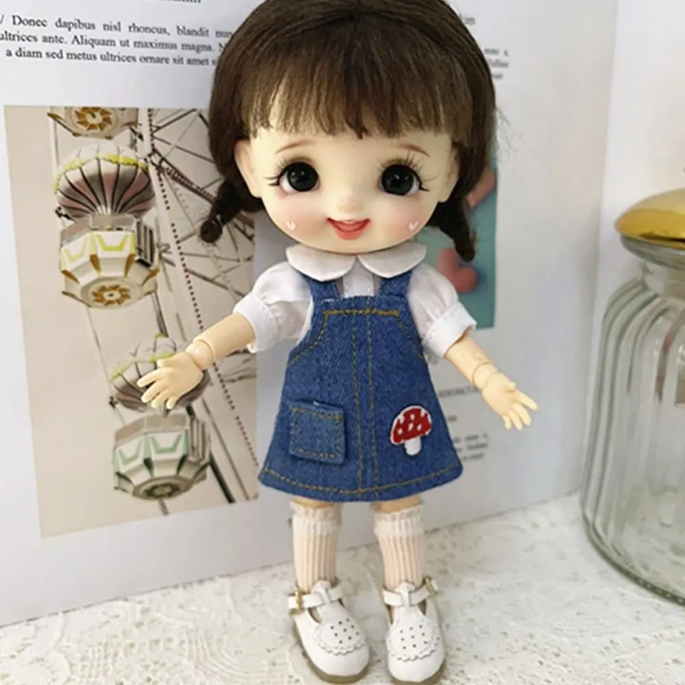 Bjd bonito como crianças presente cinta calças brinquedo da menina crianças brinquedos para boneca camisola ob11 boneca roupas vestido boneca jeans