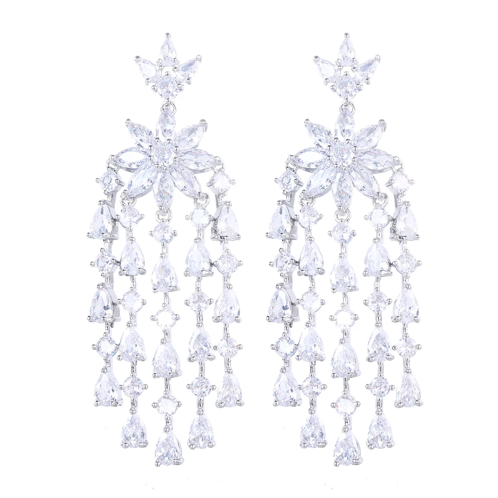 Emmaya Bridal Wedding Party Hot Sale AAA Zirconia Tassel Earring For Women&Girls Exquisite Dress-Up Charming Jewelry Fancy Gift