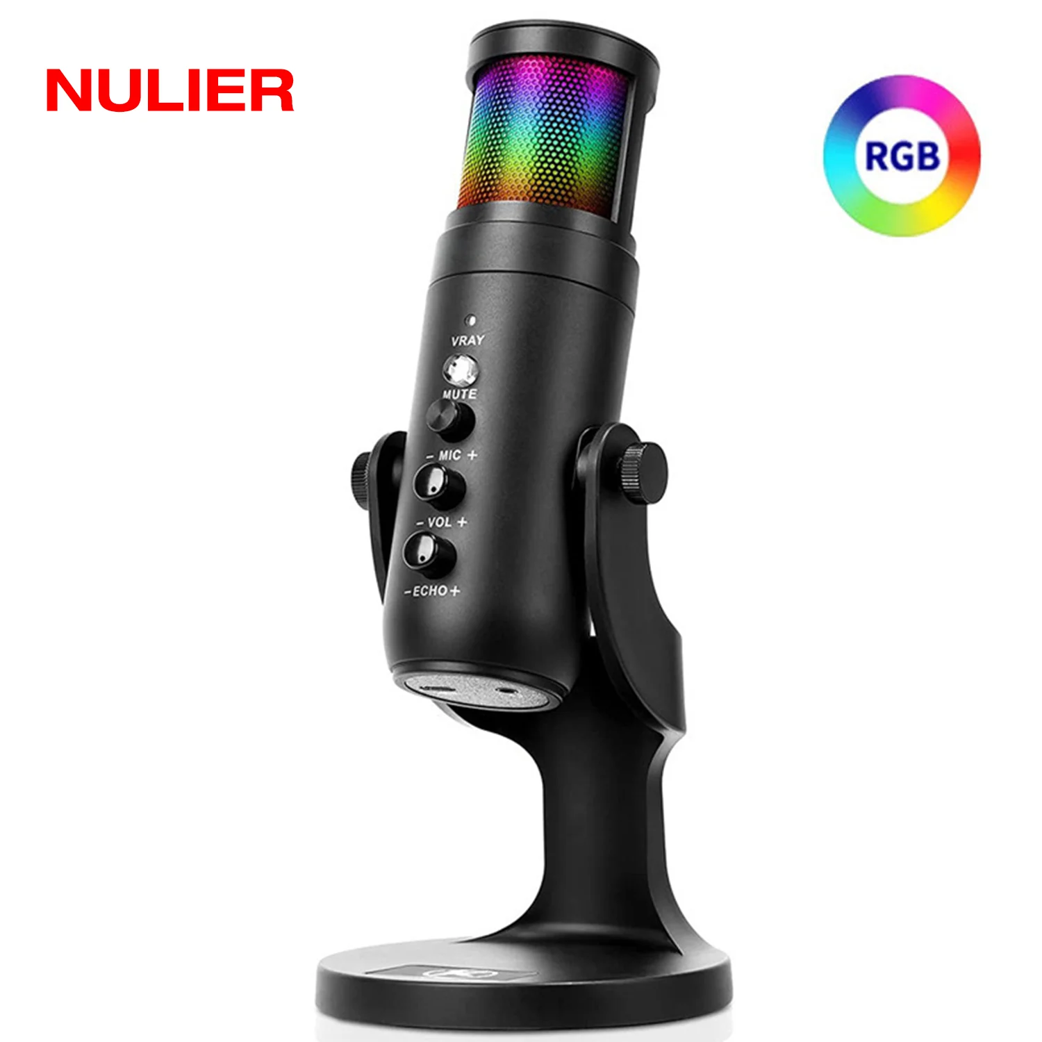 

Конденсаторный микрофон NULIER RGB USB, профессиональный студийный микрофон для записи вокала и трансляций, для ПК PS5 и Mac