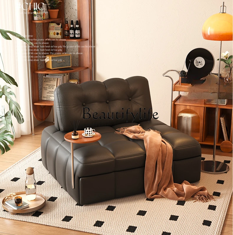 Retro Fabrics Sofa Bed Folding Sitting and Lying Living Room Tofu Square Puff Cat Scratch Leather Sofa Bed